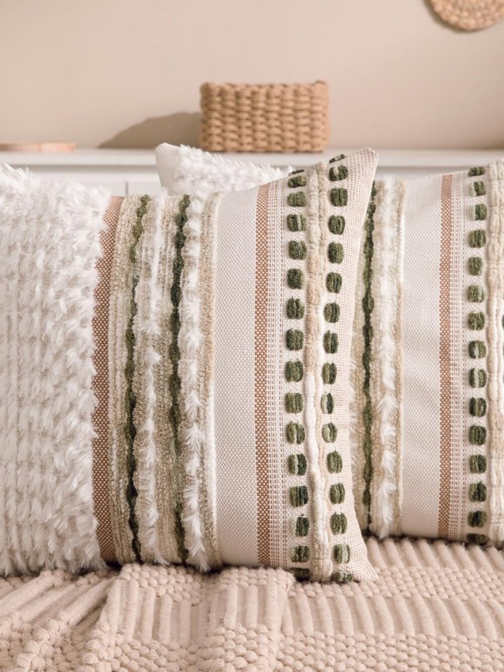 Boho Chenille Tufted Couch Throw Pillow Covers 18x18 Inch Set of 2 Farmhouse